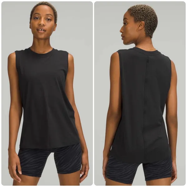 Lululemon Womens All Yours Black Lounge Relaxed Athleisure Pima‎ Cotton Tank Top - Image 2
