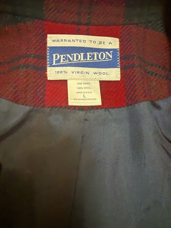 Vintage Women Pendleton Red Blue Green Plaid 100% Virgin Wool Jacket Size Large - Image 3