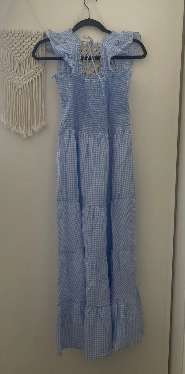 Eileen West Gingham Smocked Tiered Midi Dress NWT - Image 3
