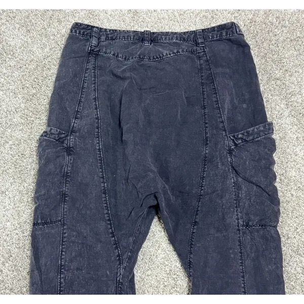 Free People Desert Daze Harem Pants Washed Denim Button Fly Cargo Size 4 - Image 8