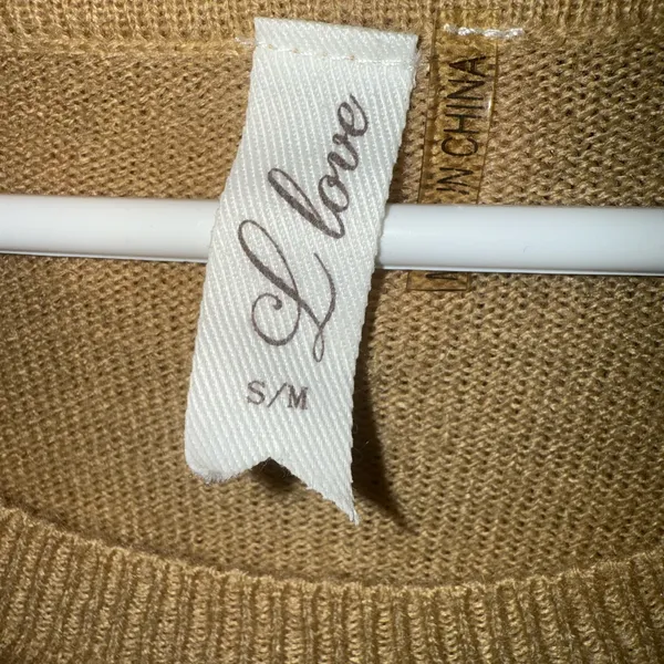 Striped Tan and Blue Women's Sweater - Image 2