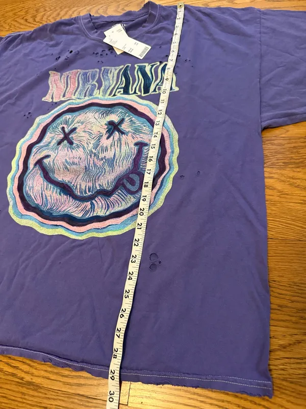 Nirvana NWT oversized distressed short sleeve graphic T shirt dress size L/XL - Image 12