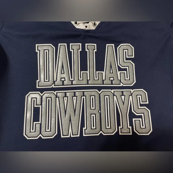 Dallas Cowboys Women's Jersey Small Bling Lace Up Navy Game Day - Image 3