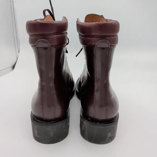 Robert Clergerie Patent Leather Burgundy‎ Cap Toe Ankle Boots Womens 8 EU 38.5 - Image 5