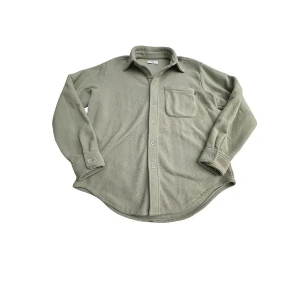 TNA Aritzia Sz 2 Polar Jacket Polartec 200 Long Sleeve Fleece Shacket Green Xx-8 - Image 8