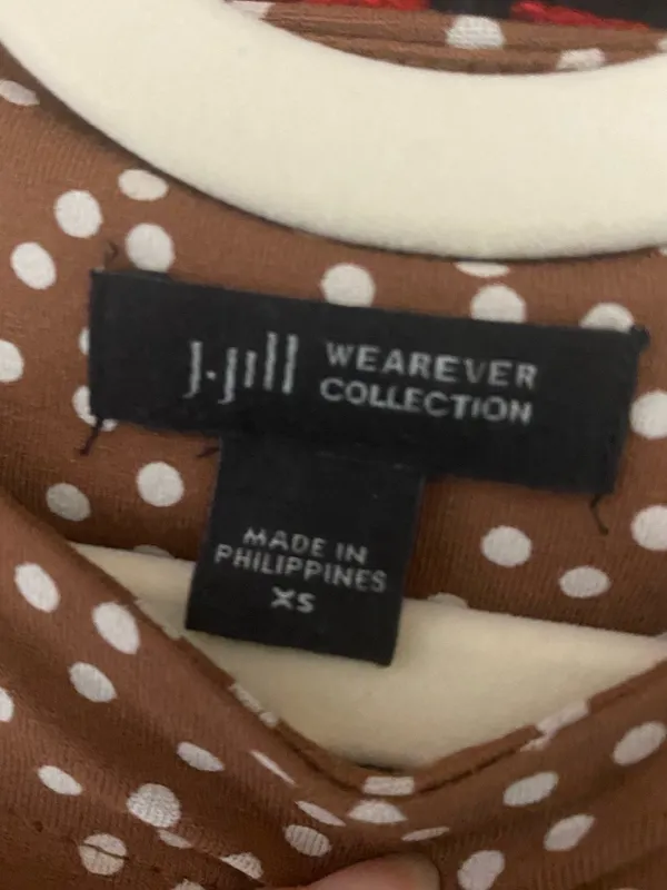 J Jill Brown Polka Dot Fall Autumn Cute Midi Dress Cottagecore boho xs - Image 4