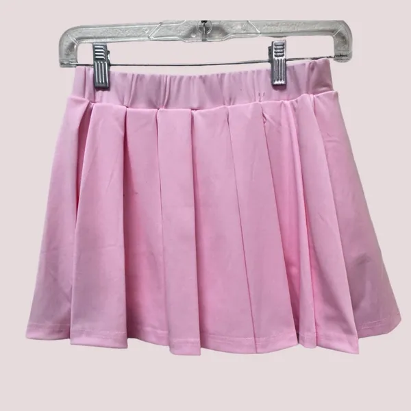 NWT Baby Pink Pleated Mini Skirt With Solid Ruffle Tennis Skirt - Small - Image 7