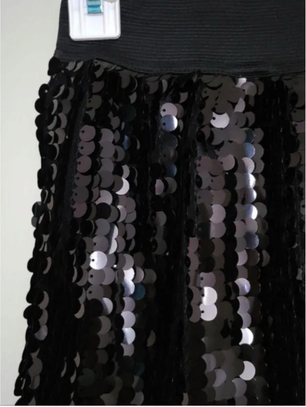 Pink Rose Black Sequin Skater‎ Skirt - Image 3
