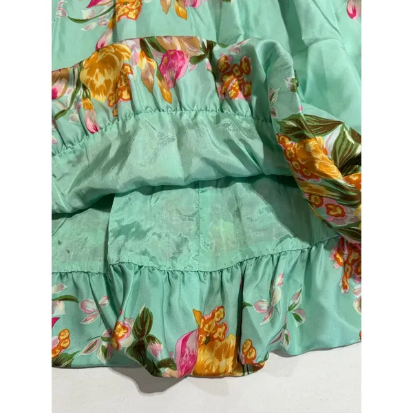 Vintage Y2K Plenty Silk Strapless Floral Bubble Hem Mini Dress Size 8 FLAW - Image 6