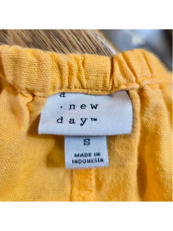 A New Day Linen Blend Spaghetti Strap Midi Slip Dress Marigold Yellow Orange Sma - Image 3