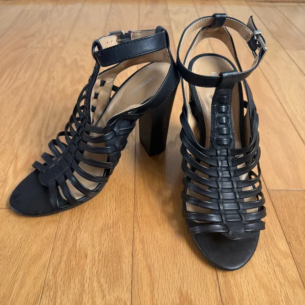 Express sz 7‎ black strappy high heels - Image 2