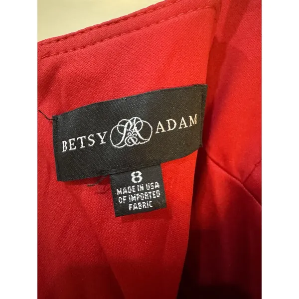 Betsy And Adam A26239 Red Satin Evening Gown Size 8 Corseted - Image 8