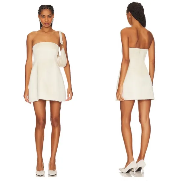 WeWoreWhat Strapless Peplum Mini Dress in Ecru Size 4 - Image 2