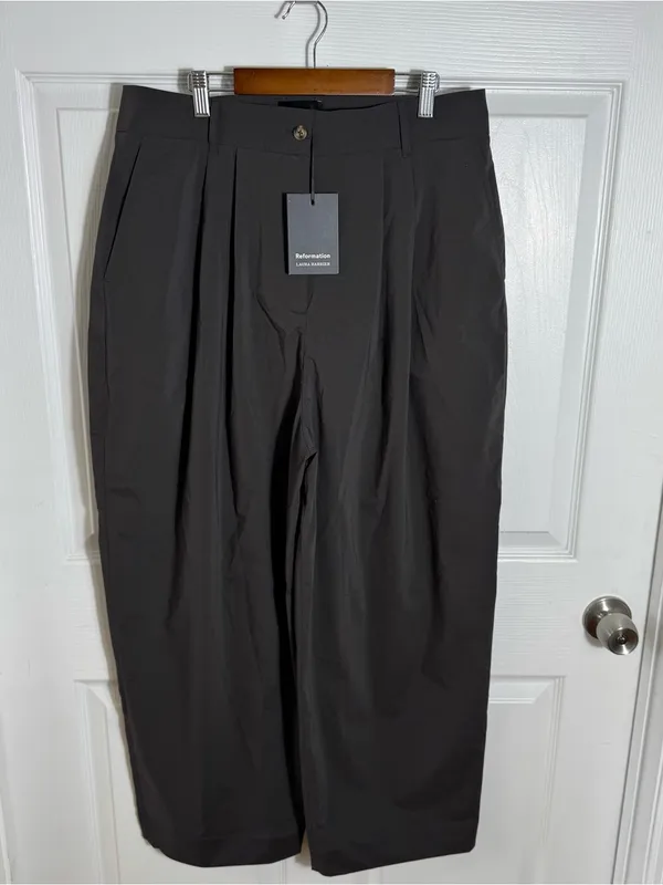NWT Reformation Danielle Pants (Morel) Brown-Gray Size 8 Petite Baggy Wide Leg‎ - Image 10