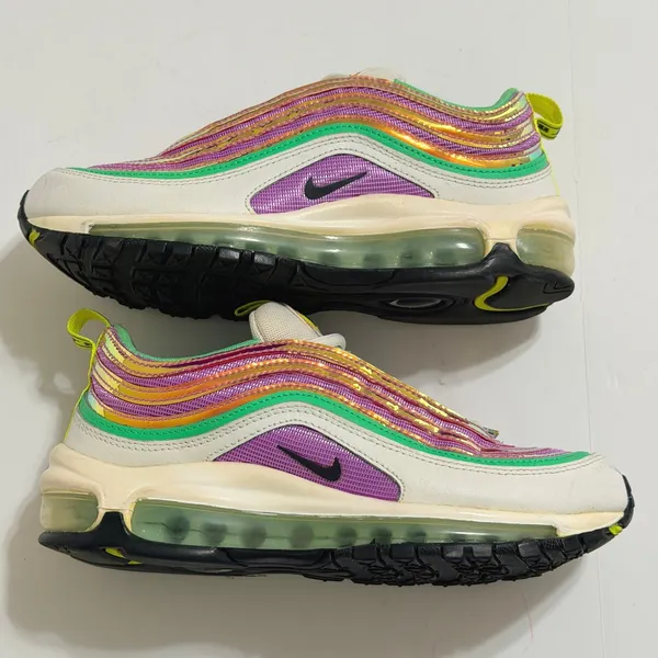 Nike Air Max 97 White Electro Green Fuchsia‎ Glow Sneakers Womens 7 Multicolor - Image 11