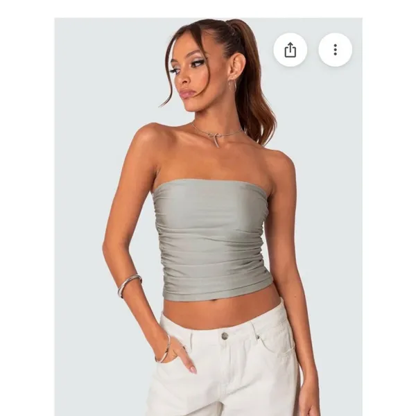 Edikted woman’s maxeen shiny Gathered tube top - Image 3