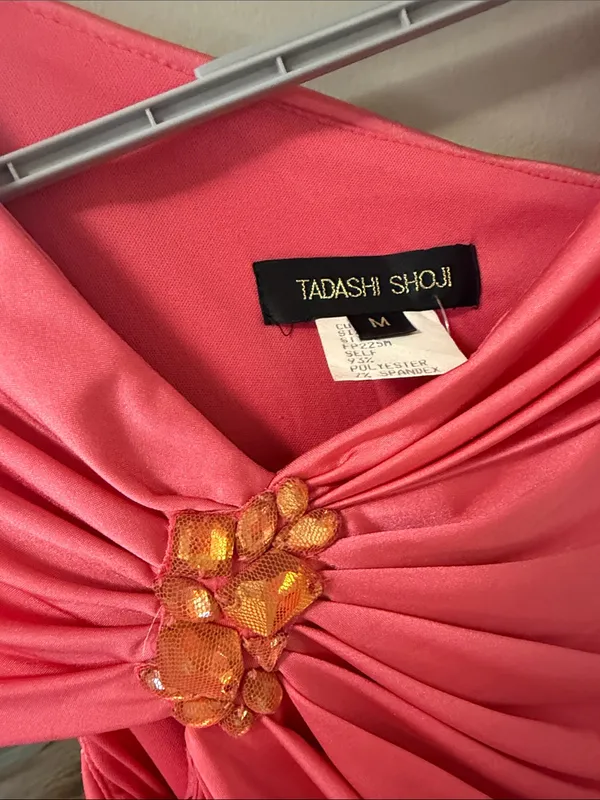 Tadashi Shoji Y2K satin dress in coral size M - Image 3