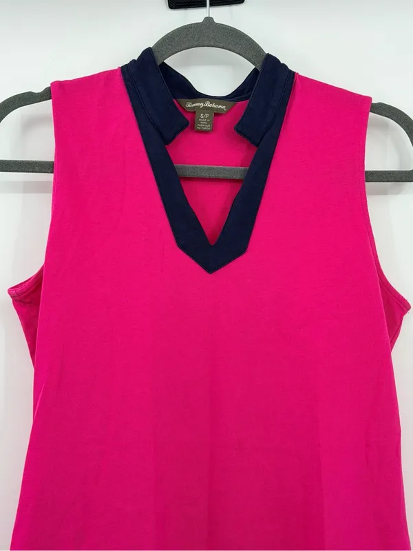 Tommy Bahama Pima Cotton Shift Dress S Pink Navy‎ Resort TW614540 - Image 4