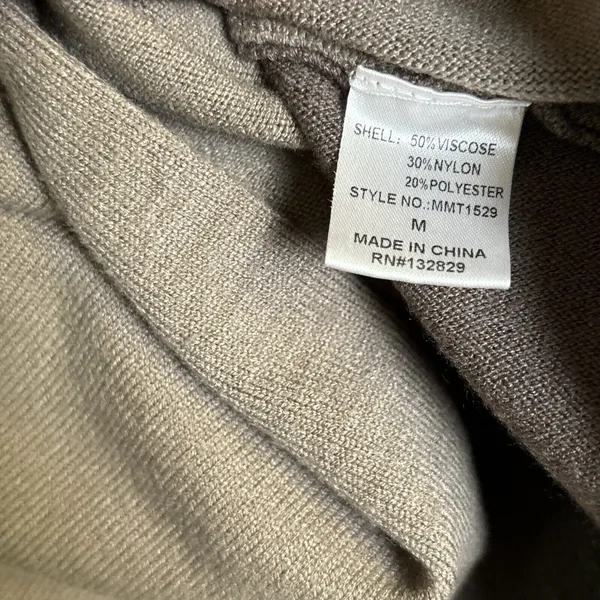 Miou Muse Brown Cream Colorblock Oversized Knit Sweater Wide Sleeve M MMT1529 - Image 8