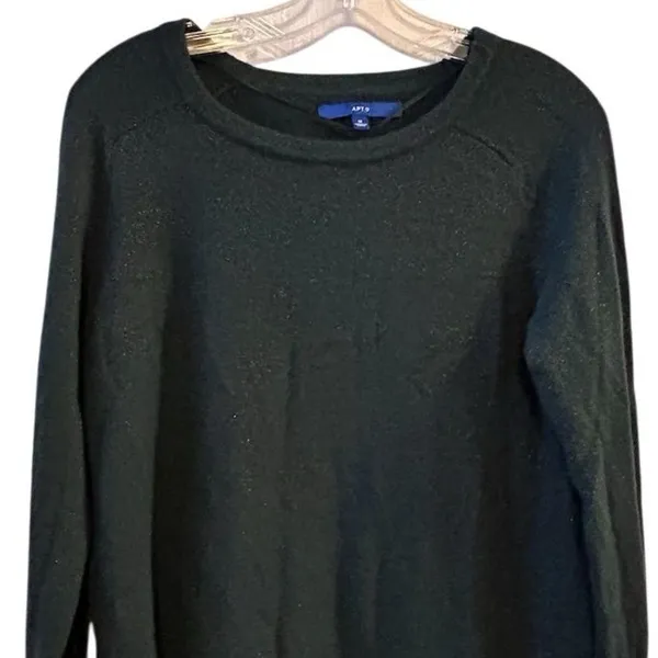 Apt. 9 Women's Medium metallic Green Pullover Sweater Long‎ Sleeve Casual - Image 2