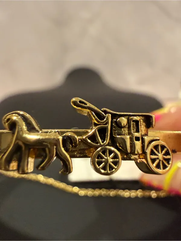 COACH | Gold Plated Traditional Horse & Carriage Logo Cuff Bracelet | Medium - Image 3