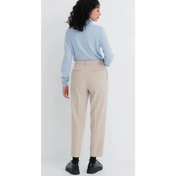 NWT Uniqlo Smart Brushed Herringbone Ankle Trousers Natural Size 30, MSRP $50 - Image 15