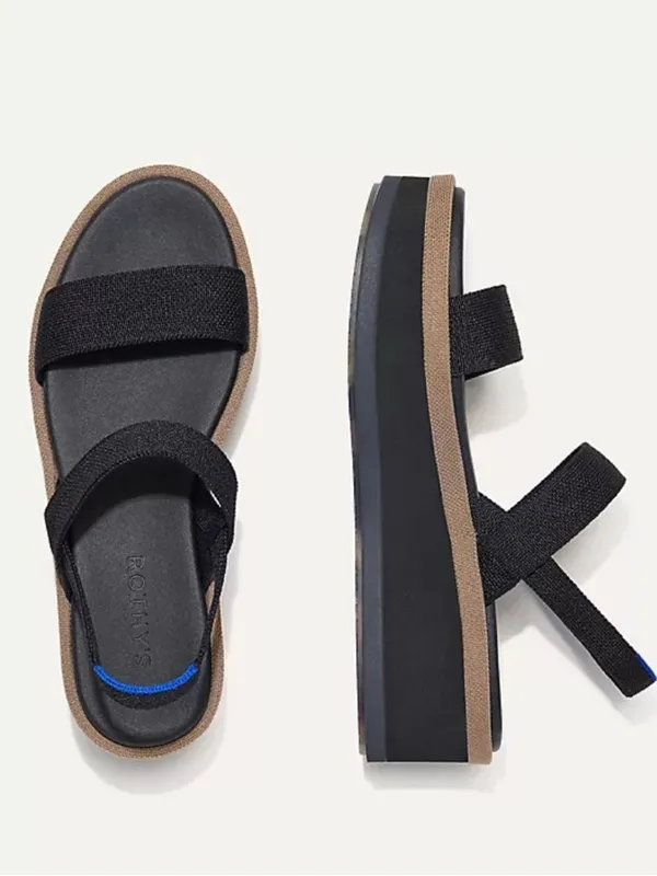 Rothy's The Lightweight Wedge Sandals, Black, Size 10.5, NWT No box - Image 4