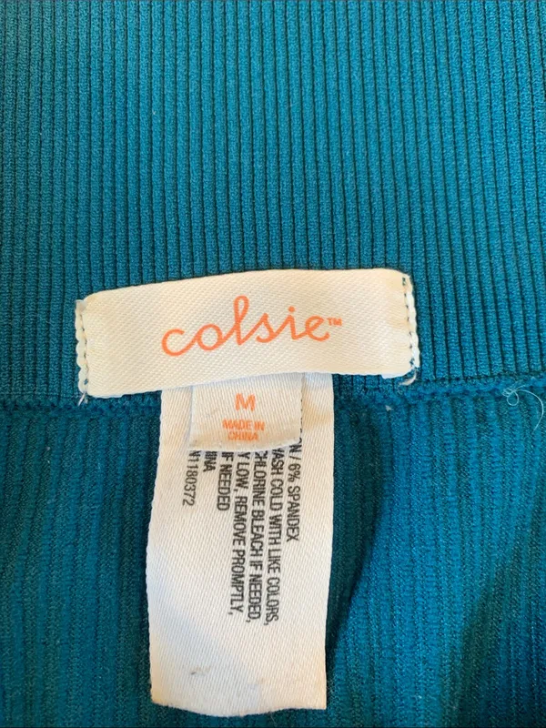 Colsie Women’s Medium Teal Blue Ribbed Athletic Gym Running Workout Bike Shorts - Image 2