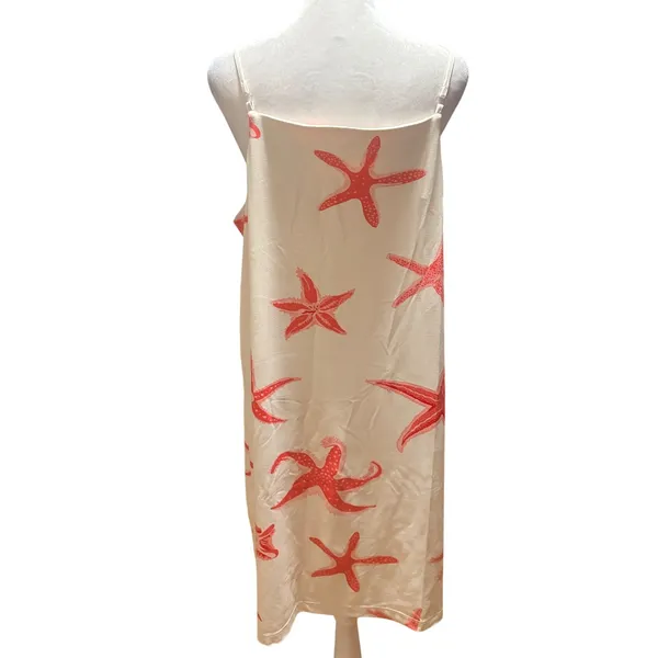 Melly M Starfish Print Shift Dress Large White‎ Coral Excellent Nautical - Image 3
