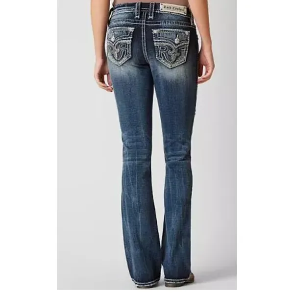 Rock Revival Womens 28 Sundee Bootcut Jeans Embroidered Flap Pockets‎ Stretch - Image 2