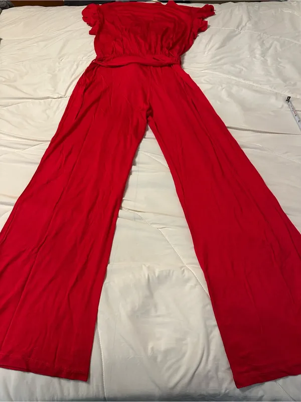 Fraiche by J Red Wrap-Front Wide-Leg Jumpsuit - NWT - Size M - Image 5