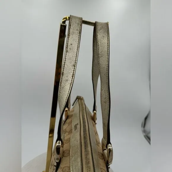 GUCCI Silver Trim Canvas Tote Bag - Image 3