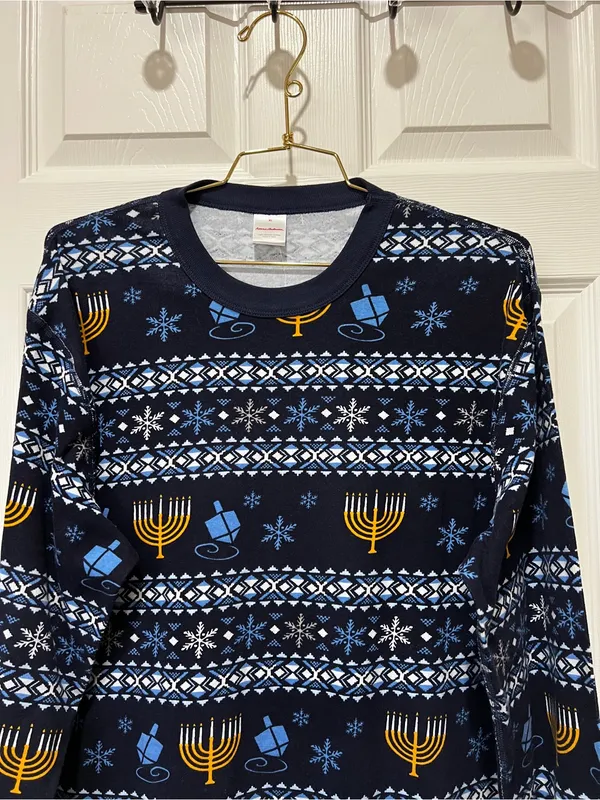 Hanna Andersson Hanukkah Themed Pajama Top 100% Organic Cotton Size XL Navy Blue - Image 3