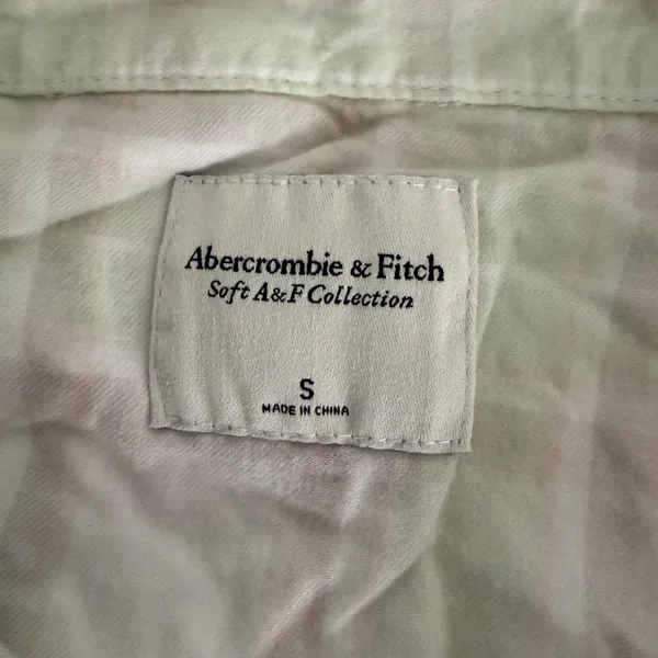 Abercrombie & Fitch Soft Collection Plaid Cropped Button Up Shirt Green Small‎ - Image 5