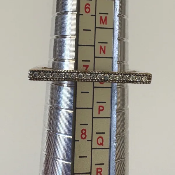 Kendra Scott Silver Tone Pave Crystal Geometric Bar Ring Size 7 - Image 5