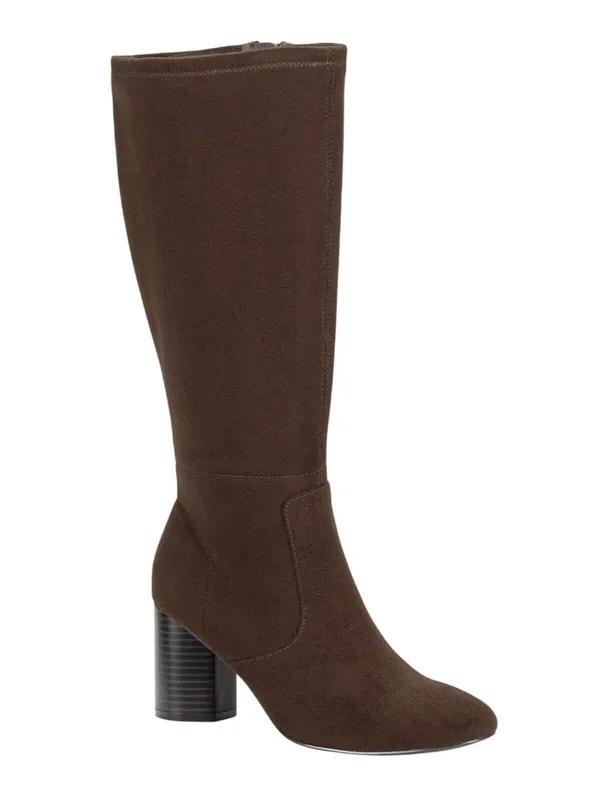 Style & Co. Brysonn Round Toe Boots Block Heel Faux Suede Dark Roast Brown 7.5M - Image 11