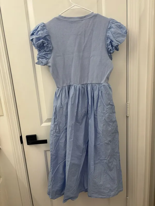 English factory puff sleeve mixed media midi dress - Image 10