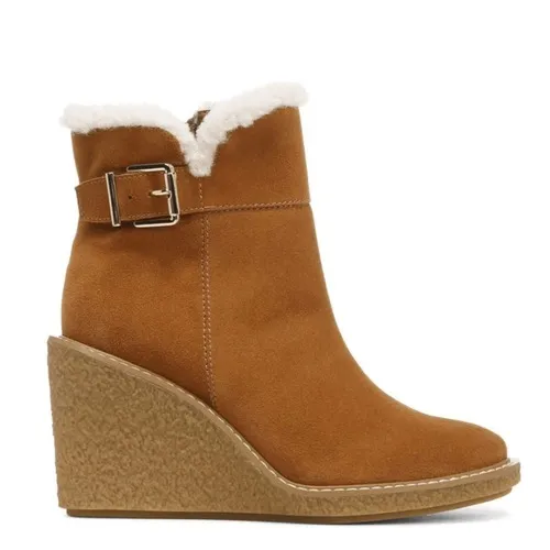 FRANCO‎ SARTO Ulayna Water Resistant Suede Fleece Wedge Bootie, Brown, 11, NWT - Image 4