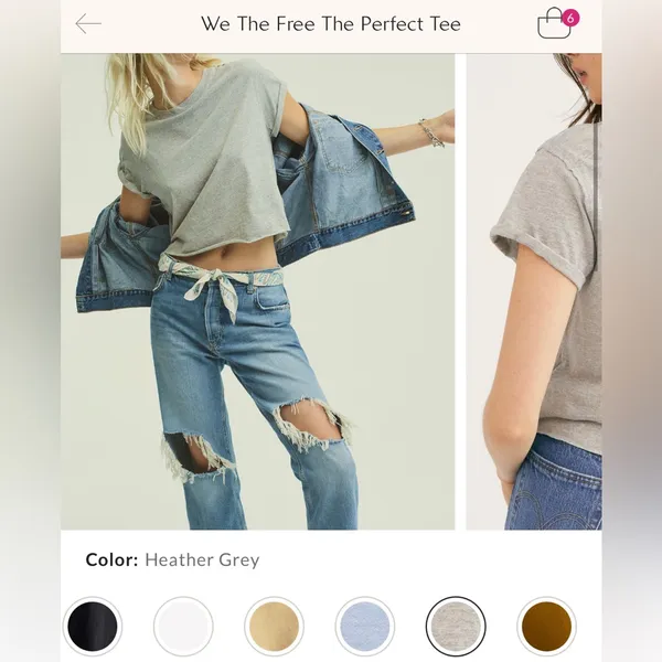 NWOT Free People We The Free The Perfect Tee - Heather Grey - Small - Image 7