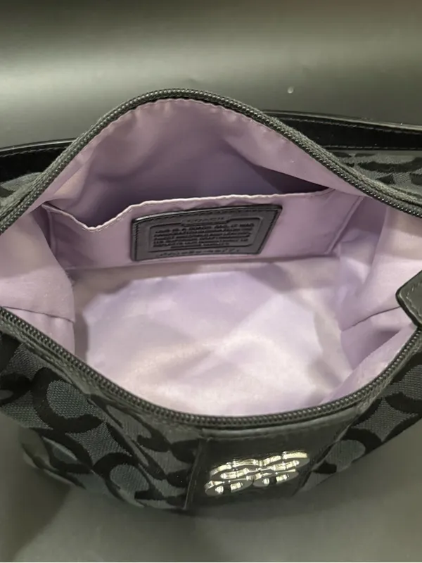 COACH 43771 Julia Outline OP Art Black Jacquard Canvas Small Purse Shoulder Bag - Image 11