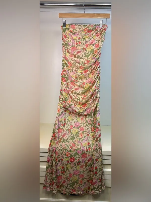 NWT Cupshe Wildflower Season Floral Strapless Ruched Maxi Dress Medium - Image 4