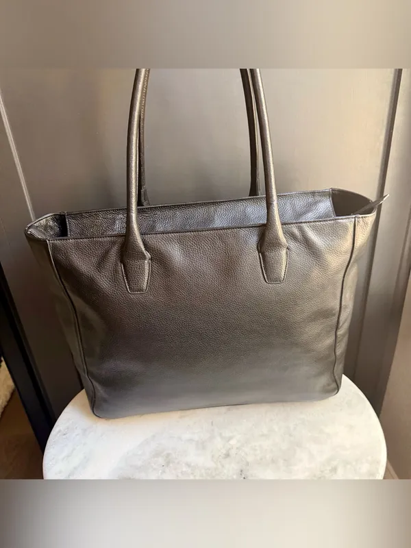 Cole Haan Black Pebbled Leather Tote Bag - EUC - Image 3