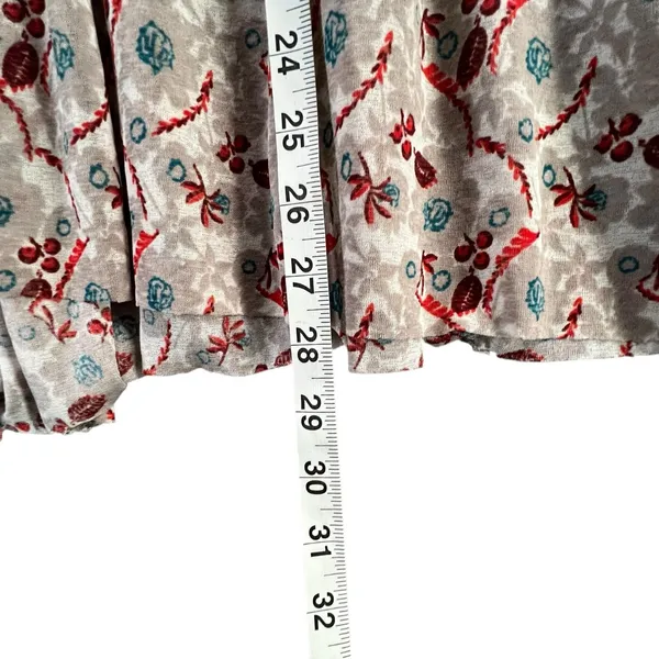 Free People Isabelle Tunic Top Womens XS Red Gray Floral Oversized Boho Feminine - Image 11
