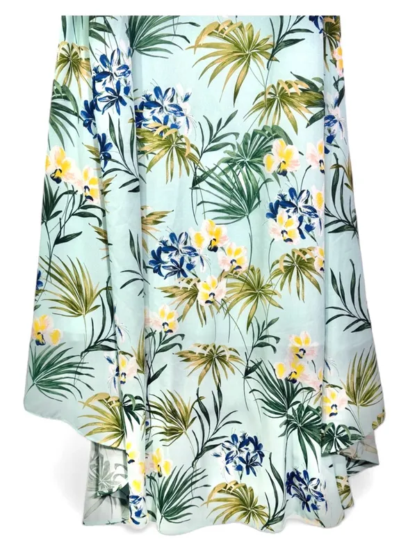 CUE & KBC collaboration Women’s V-Neck Tropical Georgette Hi-Lo Dress Size 10 - Image 12