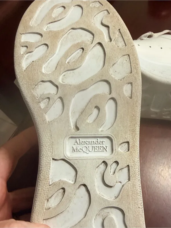 Alexander McQueen White Leather Platform Sneakers with Green Croc Heel - Image 11