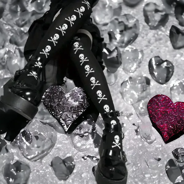 Skull Print Thigh High Socks, Cosplay Over‎ The Knee Socks, Women's One Size - Image 5