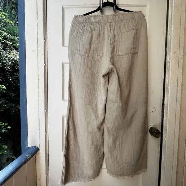 Old Navy High Rise Wide Leg Pants Sz M Beige Comfort Waist Office Casual Summer - Image 2