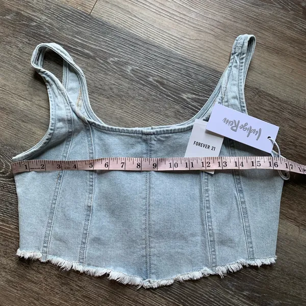 NWT Indigo Rein Forever 21 Light Blue Denim Tank Top S - Image 5