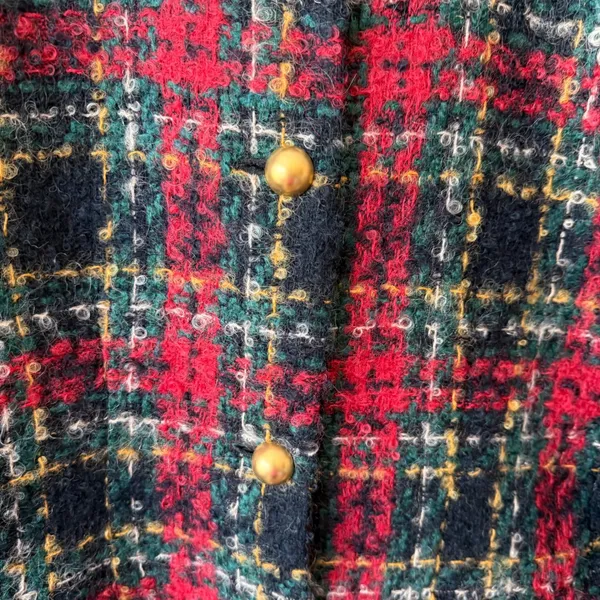 Lord & Taylor Wool Mohair Boucle Plaid Jacket 8 Red Green Gold Blazer Holiday‎ - Image 4