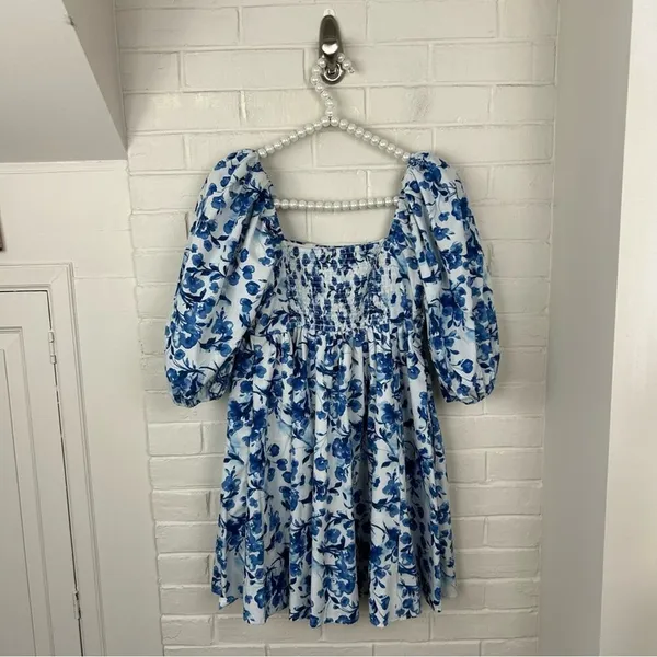 Abercrombie & Fitch Emerson Poplin Blue Floral Puff Sleeve Mini Dress Size S - Image 12
